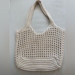 Cream Knit Tote Bag